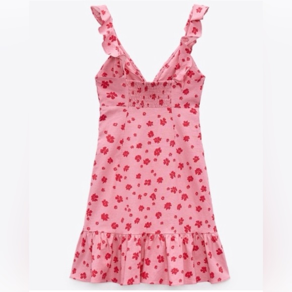 NWOT Zara Linen Blend Floral Dress Size Large - Picture 5 of 5